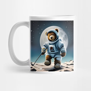 Teddy in a Space suit playing Golf on the Moon Mug